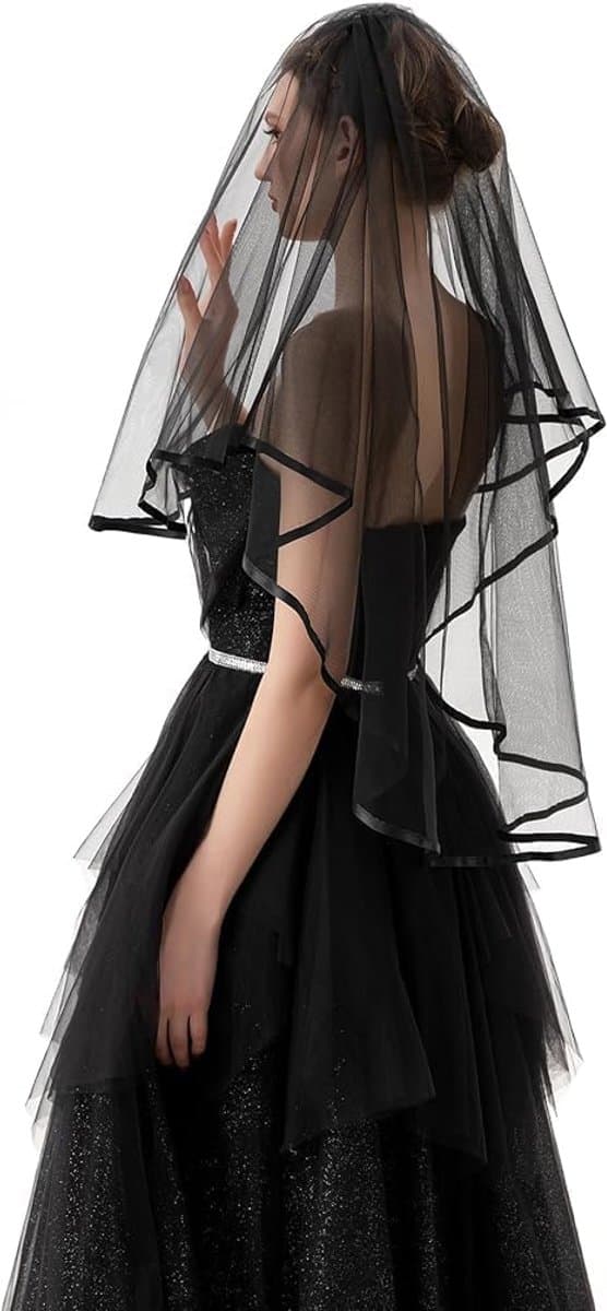Halloween Lace Veil Bride,Halloween Wedding Veil for Costume Cosplay Day Of The Dead - ShopVlot — afbeelding 1