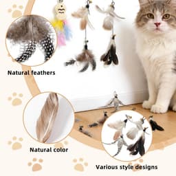 Speeltjes Veren met Belletjes, Interactieve Veren Navulling voor Kattenhengel en Speelstokjes, Vervangende Accessoires voor Kittens en Katten — thumbnail 3