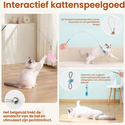16 stuks interactief kattenspeelgoed, zelfbezigheid, kattenspeelgoed, hengel, kattenhengel met zuignap, kattenspeelgoedset voor kitten met veren, bontballen, lange worm, muis — thumbnail 5
