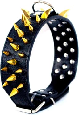 Hondenhalsband met spikes en studs 5 cm breedte stijlvolle lederen hondenhalsbanden voor middelgrote en grote honden Pitbull, Labrador, Boxer Rottweiler Duitse Herder... (XL, Zwart-2) — thumbnail 3