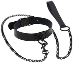 Choker met Riem - Gothic Sieraden - PU Leer - BDSM Halsband - Punk Sieraad - Zwart — thumbnail 3