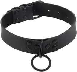 Choker met Riem - Gothic Sieraden - PU Leer - BDSM Halsband - Punk Sieraad - Zwart — thumbnail 4