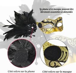Masker voor een gemaskerd bal voor dames met veren – Venetiaans masker met veren voor een gemaskerd bal, Mardi Gras — thumbnail 2