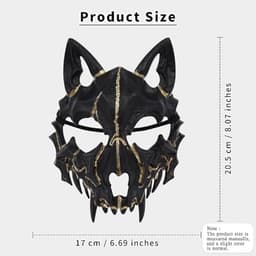 Zwart horror dierenmasker, eng wolf demon schedel masker voor mannen en vrouwen, Halloween cosplay feestaccessoire, griezelig beestengezicht kostuumaccessoire voor spookhuis en rollenspel (zwart) — thumbnail 5