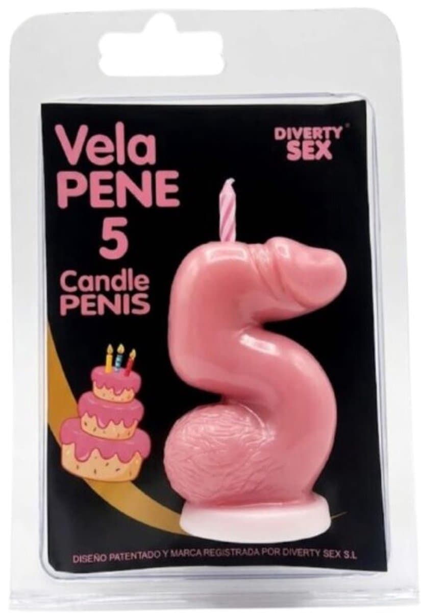 Penis Kaars Nummer 5 Roze — afbeelding 1