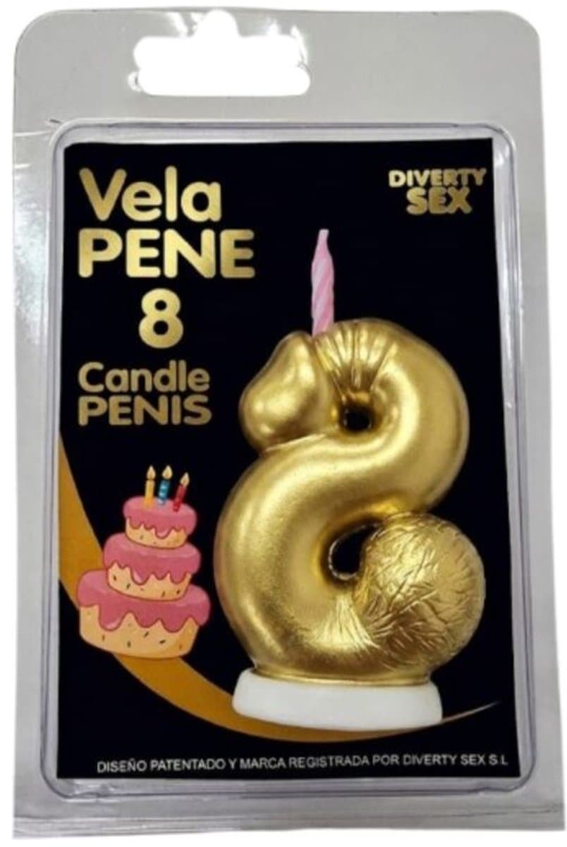Penis Kaars Nummer 8 Goud — afbeelding 1