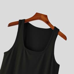 Losse tanktop voor heren, mouwloos, effen, V-hals, opengewerkt, dun — thumbnail 2