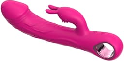 Luxe Konijnen Vibrator met Ring - Oplaadbare G-Spot & Klitoris Massager - Dual Stimulatie Seksspeeltje met Basisring - Waterdichte Vibrator - Fluisterstil & Huidvriendelijk Siliconen - Fuchsiaroze — thumbnail 1
