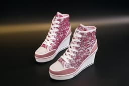 Wighak voor dames, lage sportschoenen, fitness, sleehak, schoenen met wighak, lage turnschoenen, sport, fitness, sneakers met sleehak — thumbnail 4