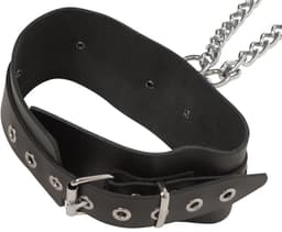 Zado – Bondage Schakelketting Harnas Set met Hoogwaardige Lederen Boeien en Halsband – Zwart — thumbnail 2