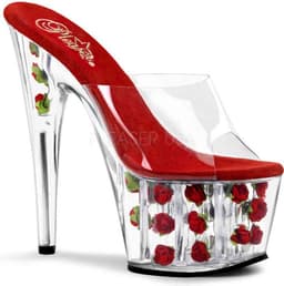 Pleaser - ADORE-701FL Muiltjes - Paaldans schoenen - 42 Shoes - Rood/Transparant — thumbnail 1
