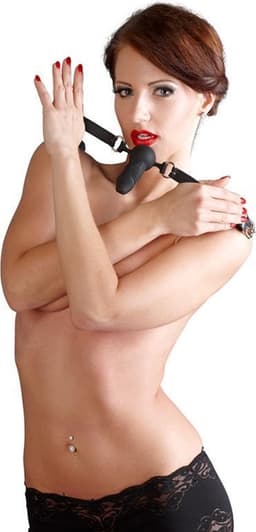 Zwarte Ball gag penisvorm — thumbnail 4