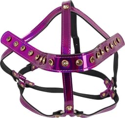 Bad Kitty – Bondage Hoofd Harnas Sprankelend met Gouden Klinknagels - Roze — thumbnail 2