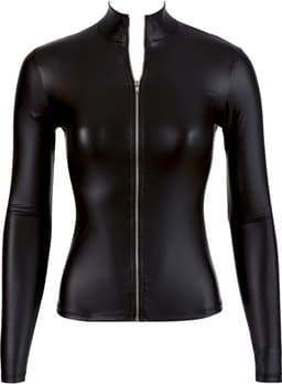 Cottelli Collection –  Wetlook Shirt met Lange Mouwen Als Pure Verleiding voor Spannende Dates – Maat S - Zwart — thumbnail 1