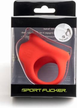 Sport Fucker - Cock Chute - Rekbare Cockring en Ballenspreider - Liquid Siliconen - Rood — thumbnail 2
