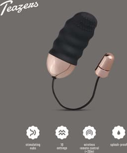 Teazers - Geribbeld Vibratie Eitje - Oplaadbaar - Sex Toys voor Vrouwen - Vibrators voor Vrouwen - Vibratie Ei met Afstandsbediening - Sex Toys voor Koppels - Zwart/Goud — thumbnail 2