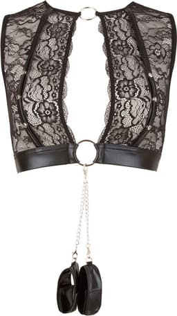 Cottelli Collection – Bondage Jarretel Set met Hand Boeien voor Onderdanig Genot – Maat XL – Zwart — thumbnail 10