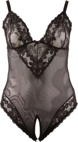 Cottelli Plus Size – Sexy Body met Open Kruis en Kanten Motieven Langs Randen voor Speciale Dates – Maat 3XL – Zwart — thumbnail 10