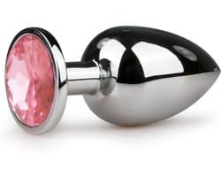 Metalen buttplug Zilver/Roze - L