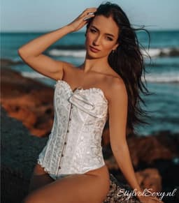 Sexy wit korset met haaksluiting | Maat 48 | Witte Lingerie Korsetten — thumbnail 9