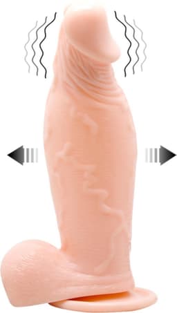Baile BW-008067AQ - Opblaasbare Dildo - Vibrerend - 19.3 x 4.3cm - Flesh — thumbnail 4