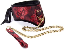 Banoch - posture Collar & leash Courtesan Red - halsband met riem - rood - bdsm — thumbnail 1