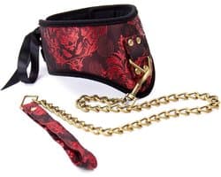 Banoch - posture Collar & leash Courtesan Red - halsband met riem - rood - bdsm