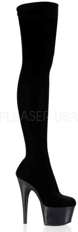 Pleaser - ADORE-3002 Plateau Overknee Laarzen - Paaldans schoenen - 40 Shoes - Zwart — thumbnail 1