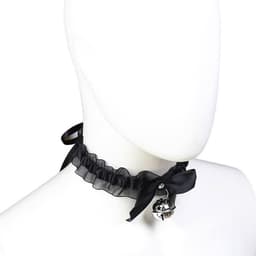Banoch - Lace collar bell - halsband kant met zilveren bel - choker — thumbnail 14