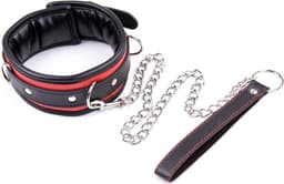 Banoch - Collar & leash Silver - Halsband en Riem - Zwart / Rood met zilver — thumbnail 14