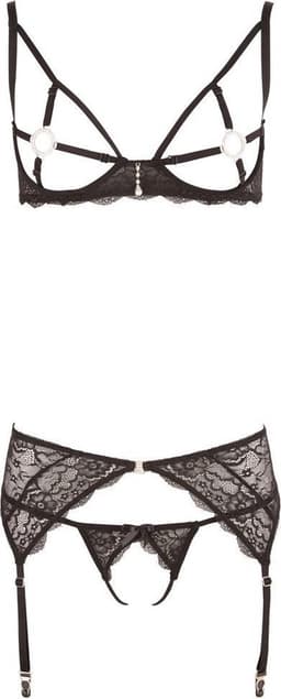 Albierta Fina –  Jarretel Set met Open Sexy Lingerie voor Seksuele Uitlokking – Maat M – Zwart — thumbnail 10