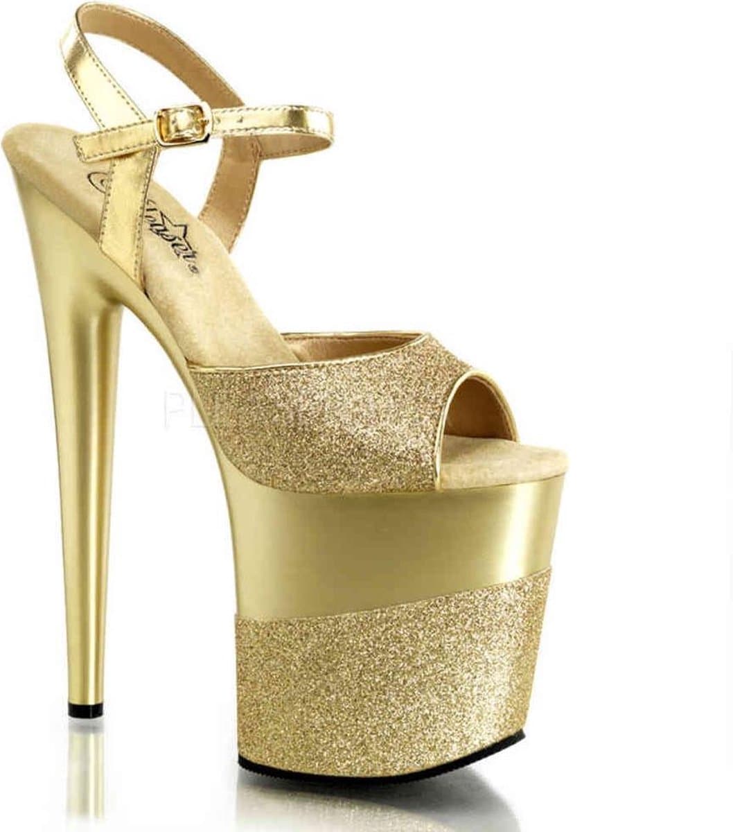 Pleaser - FLAMINGO-809-2G Sandaal met enkelband, Paaldans schoenen - Paaldans schoenen - 38 Shoes - Goudkleurig — afbeelding 1