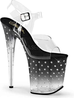 Pleaser - STARDUST-808T Sandaal met enkelband, Paaldans schoenen - Paaldans schoenen - 39 Shoes - Zwart/Wit — thumbnail 1