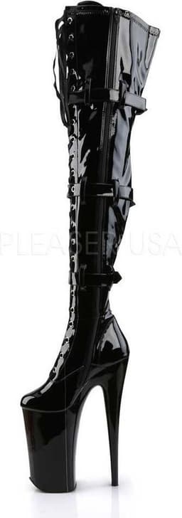 Pleaser - BEYOND-3028 Plateau Overknee Laarzen - Paaldans schoenen - 39 Shoes - Zwart — thumbnail 3