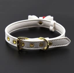 Banoch - Collar Catbell White - Halsband Strik Wit - bondage — thumbnail 2