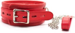 Banoch - Collar & leash Red - Halsband en Riem - Rood met zilver - bdsm — thumbnail 15