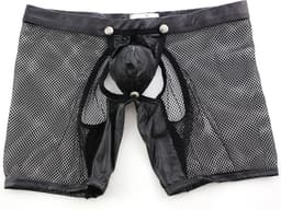 Transparante boxershort - open kruis - BDSM - PU leder - afneembaar - exotische lingerie heren - Sexy — thumbnail 4