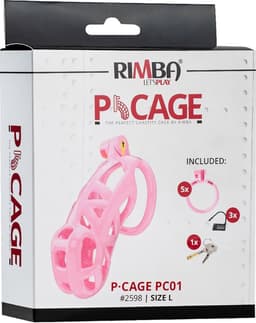 Rimba Toys - P-Cage PC01 - Kunststof Kuisheidskooi - Peniskooi - Chastity - Roze - Verkrijgbaar in 3 maten — thumbnail 2