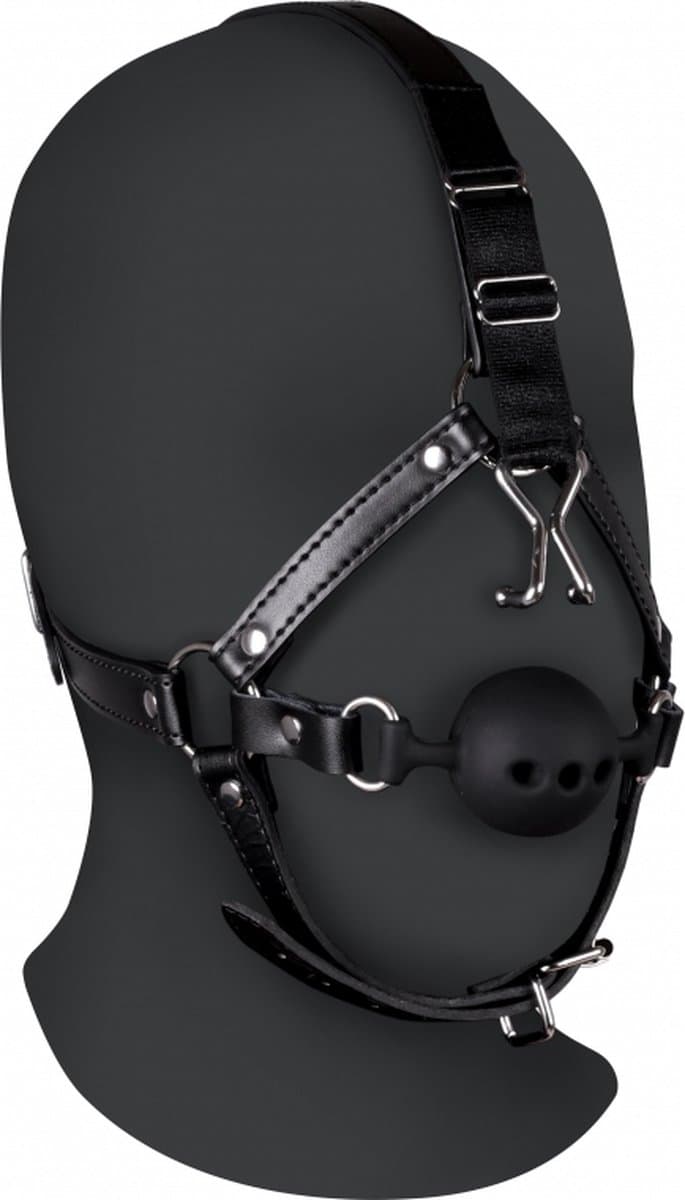 Hoofdharnas met ademende ball gag en neus haken - Zwart — afbeelding 1