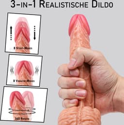IntiMate® Alexander - Stotende en Roterende Dildo - Sexmachine met Afstandsbediening - XXL Vibrerende Monsterdildo - Handsfree Neukmachine Dildo met Zuignap - Levensecht Materiaal - 23cm Lange Realistische Structuur - Voor Anaal En Vaginaal Gebruik — thumbnail 6