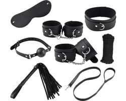 BDSM Set Zwart voor Koppels - Bondage Training - Sex toys Masker Halsband Zweep Tape Touw Handboeien- Extreme Seks Training - Bondageset Beginners - Shibari SM Toys - Fifty Shades Of Grey Seksspeeltjes