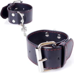 Bossoftoys - Handcuffs - Handboeien  - met Studs - Wristcuffs - 4 Cm - Red Line - 33-00115 — thumbnail 2