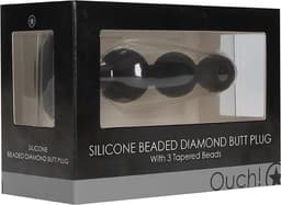 Silicone Beaded Diamond Butt Plug - Black — thumbnail 5