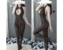 Sexy open Bodystocking, Erotische Body Panty, Sexy Catsuit met Open Kruisje.Ook voor  Cadeau.