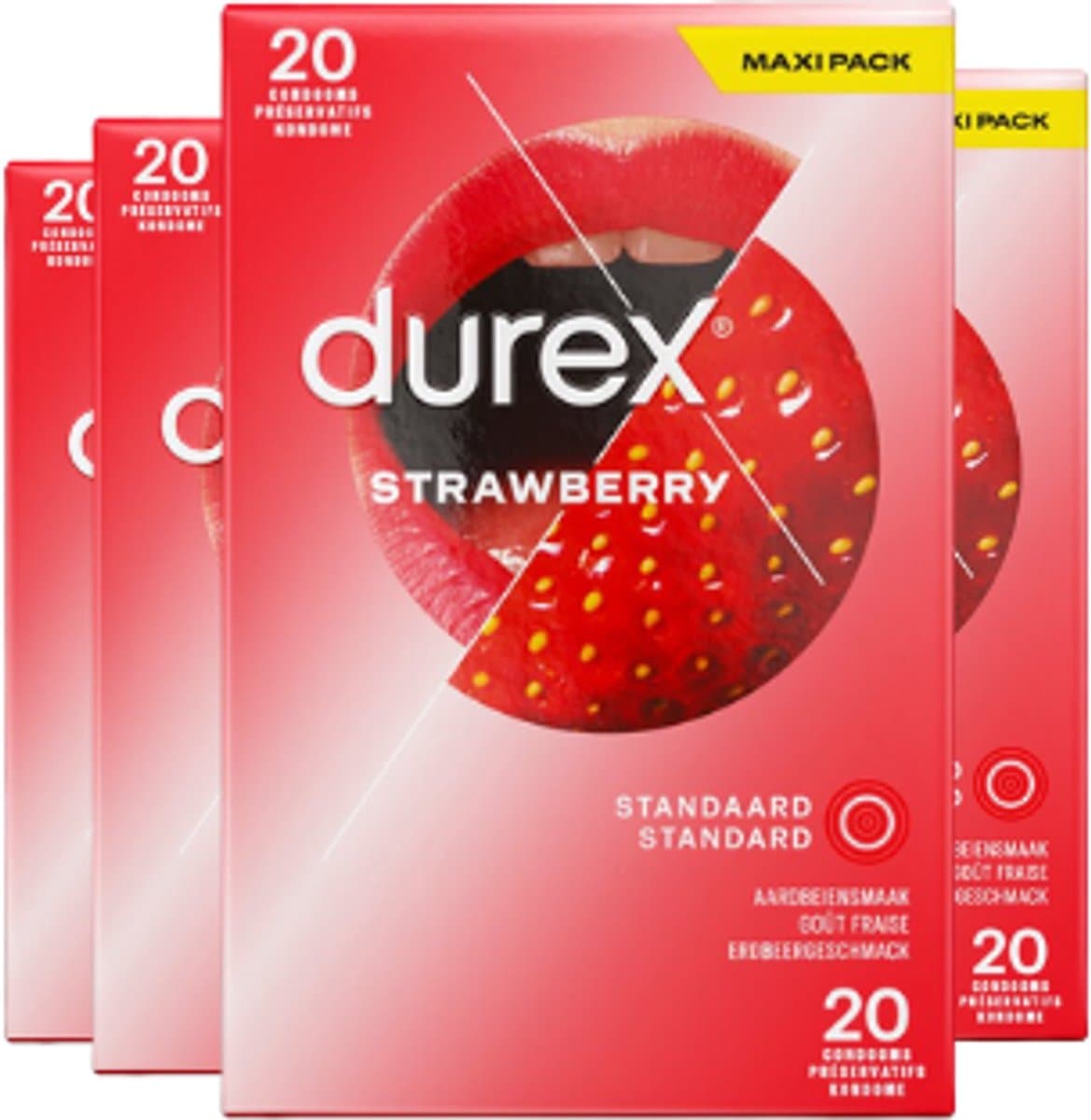 Durex Condooms Strawberry 20st - 4 Stuks - Voordeelverpakking — afbeelding 1