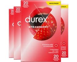 Durex Condooms Strawberry 20st - 4 Stuks - Voordeelverpakking