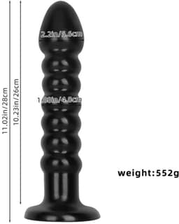 Dildo Buttplug Model Oliver – Geribbelde Structuur met Brede Voet – 28 cm – Siliconen – Waterbestendig – Zwart — thumbnail 1