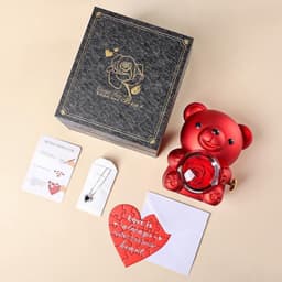 Romantische teddybeer met rozenbloem - Perfect cadeau voor Valentijnsdag, Moederdag, bruiloften en jubilea — thumbnail 3