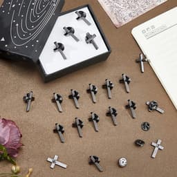 24 stuks Gunmetal Kruis Reversnaalden Legering Kruis Broches 2,5 x 1,6 cm Christelijke Broches Heren Pak Reversspelden voor Begrafenis Kerk Gebed Openbare Groothandel voor Kleding — thumbnail 3