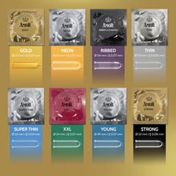 AMOR Premium Condooms, Met extra dunne of dikke wanddikte, Kleur Goud, 100 stuks, Ø 53 mm — thumbnail 5
